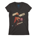 Johnny Winter Captured Live V-Neck T Shirt - Women's