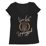 Live Life Unplugged Ladies V-Neck T Shirt