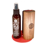 GrooveWasher Walnut Vinyl Record Care System (Walnut Handle, Microfiber Cleaning Pad, G2 in 4oz Bottle, Label Protector)