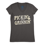 Pickin' & Grinnin' Bluegrass V-Neck T Shirt - Women's