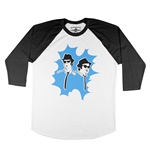 (Limited Edition, Double Sided) The Blues Brothers 1980 Tour Reissue Baseball T-Shirt - Blue Burst