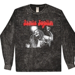 Peace Janis Joplin Long Sleeve T-Shirt - Black Mineral Wash