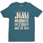 Ltd. Edition Deep Teal Jimi Hendrix Live at Berkeley T-Shirt - Lightweight Vintage Style