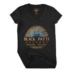 Black Patti Records Blue Peacock V-Neck T Shirt - Women's
