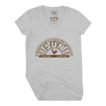 Classic Brown Sun Records Logo V-Neck T Shirt - Women's