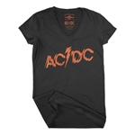 AC/DC Fiery Logo V-Neck T Shirt - Women's