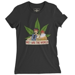 Animated Cheech & Chong Weed Are The World Ladies T Shirt - Relaxed Fit