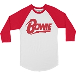 Ltd. Edition Red/White David Bowie Diamond Logo Baseball T-Shirt - Red Sleeves, White Body
