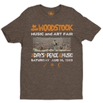 Woodstock Ticket & Symbol Shirt T-Shirt - Lightweight Vintage Style