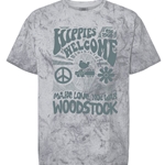Woodstock Hippies Welcome Colorblast Heavyweight T-Shirt - Blue Grey