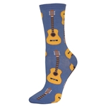 Ladies Acoustic Guitar Socks Cornflower Blue
