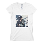 Stevie Ray Vaughan Texas Flood Album Cover V-Neck T Shirt - Women's