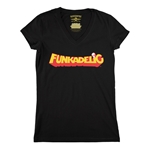 Red Funkadelic Logo V-Neck T Shirt - Women's