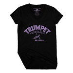Distressed Trumpet Records V-Neck T Shirt - Women's