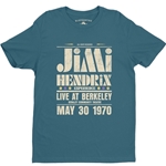 CLEARANCE - XL Ltd. Edition Deep Teal Jimi Hendrix Live at Berkeley T-Shirt - Lightweight Vintage Style
