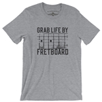 Grab Life by the Fretboard Guitar T-Shirt - Classic Heavy Cotton