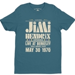 CLEARANCE - 2XL Ltd. Edition Deep Teal Jimi Hendrix Live at Berkeley T-Shirt - Lightweight Vintage Style