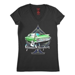 Graphic Jimmie Vaughan V-Neck T Shirt - Women's