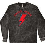 Retro David Bowie Long Sleeve T-Shirt - Black Mineral Wash
