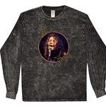 Janis Joplin Singing Long Sleeve T-Shirt - Black Mineral Wash