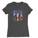 Patriotic Route 66 Ladies T Shirt - Relaxed Fit