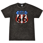 Patriotic Route 66 T-Shirt - Black Mineral Wash