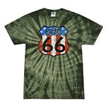 Patriotic Route 66 Tie-Dye T-Shirt - Green