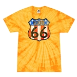 Patriotic Route 66 Tie-Dye T-Shirt - Yellow