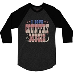 I Love Country Music Baseball T-Shirt