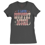 I Love Country Music Ladies T Shirt - Relaxed Fit