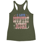 I Love Country Music Racerback Tank - Women's