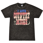 I Love Country Music T-Shirt - Black Mineral Wash