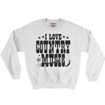 B&W I Love Country Music Crewneck Sweater