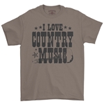 B&W I Love Country Music T-Shirt - Classic Heavy Cotton