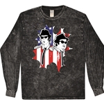Patriotic Blues Brothers Long Sleeve T-Shirt - Black Mineral Wash