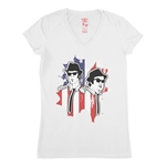 Patriotic Blues Brothers V-Neck T Shirt - Women's