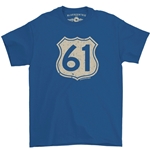 CLEARANCE - Medium Blue Highway 61 T-Shirt - Classic Heavy Cotton