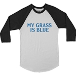 CLEARANCE - Medium White My Grass Is Blue Baseball T-Shirt