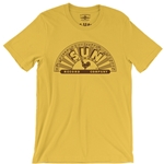 CLEARANCE - Medium Yellow Classic Brown Sun Records Logo T-Shirt - Lightweight Vintage Style - CLONED