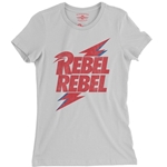 CLEARANCE - Small White David Bowie Rebel Rebel Ladies T Shirt - Relaxed Fit