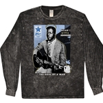Ltd. Ed. Blue Hall of Fame Blind Willie Johnson Long Sleeve T-Shirt - Black Mineral Wash