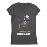 Graphic John Lee Hooker Silhouette V-Neck T Shirt - Women's