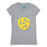 Ladies 45 Record Adapter V-Neck T Shirt