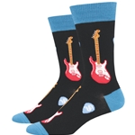 Men's Electric Guitar Socks Black Crew