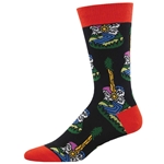Men's Acoustic Outdoor Socks - Black Crew, Red Tips