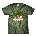 Animated Cheech & Chong Weed Are The World Tie-Dye T-Shirt - Green