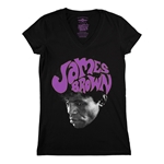 James Brown Head Shot V-Neck T Shirt - Women's