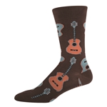 Men's Guitar Socks Brown Crew