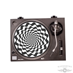 Graphic Black & White Goofy Gear Optical Illusion Turntable Slip Mat