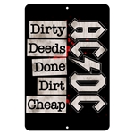 AC-DC Dirty Deeds Done Dirt Cheap Aluminum Sign - 8 x 12 in